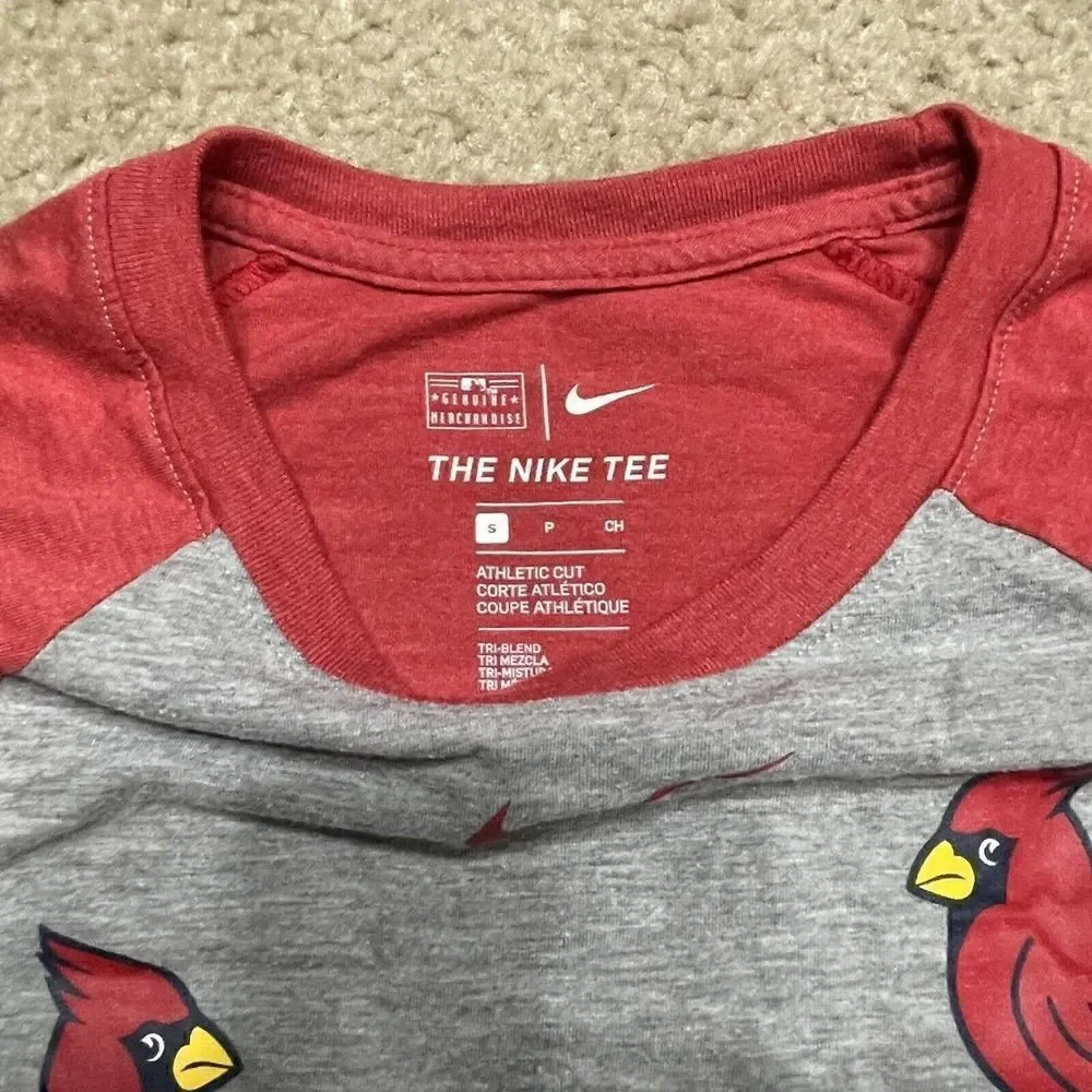 St. Louis Cardinals Nike Tee Small Nike Red Gray Baseball Raglan Tee MLB